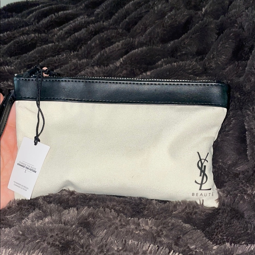 Yves Saint Laurent Black and Cream Cosmetic Bag